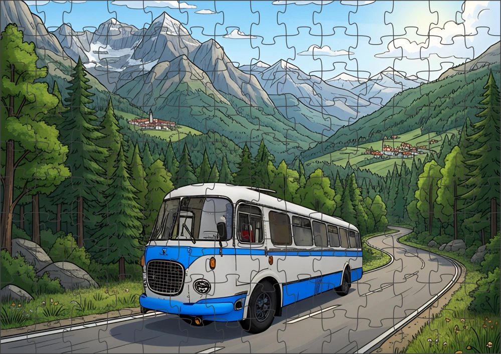 Moon River ŠKODA RTO 706 Puzzle s autobusem 500 dílků