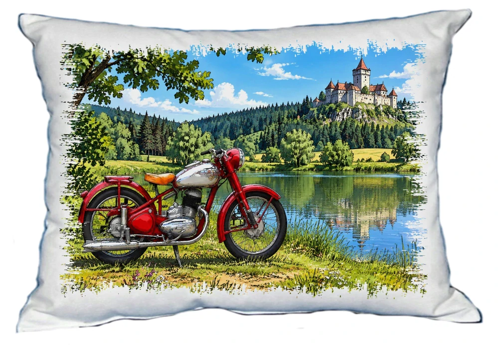 Moon River Česká motorka veterán č. 04 polštářek 30 x 40 cm