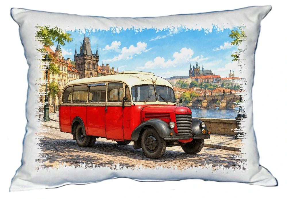 Moon River PRAGA RND autobus polštářek 30 x 40 cm