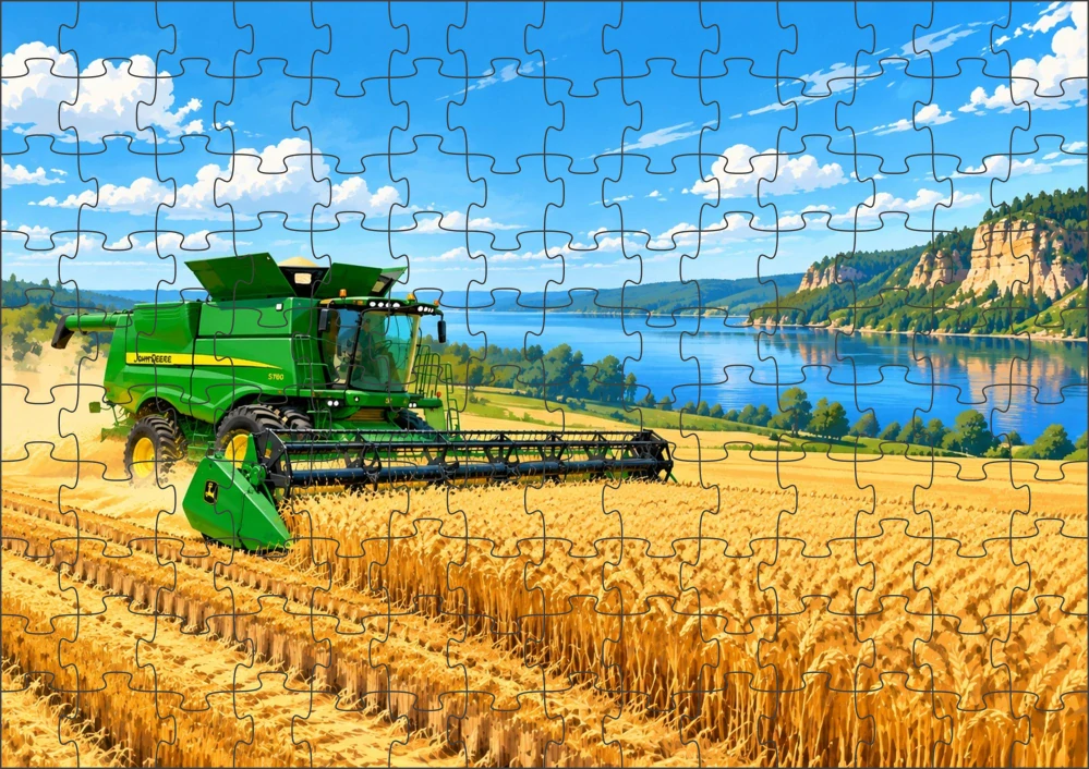 Moon River John Deere kombajn puzzle 120 dílků