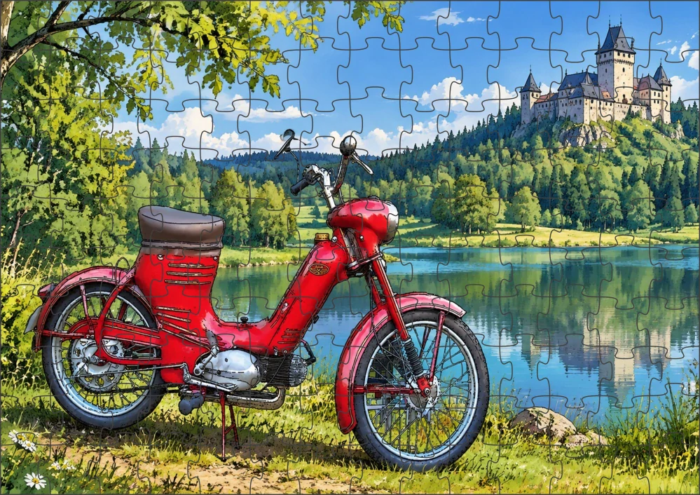 Moon River Česká motorka veterán č. 02 puzzle 120 dílků