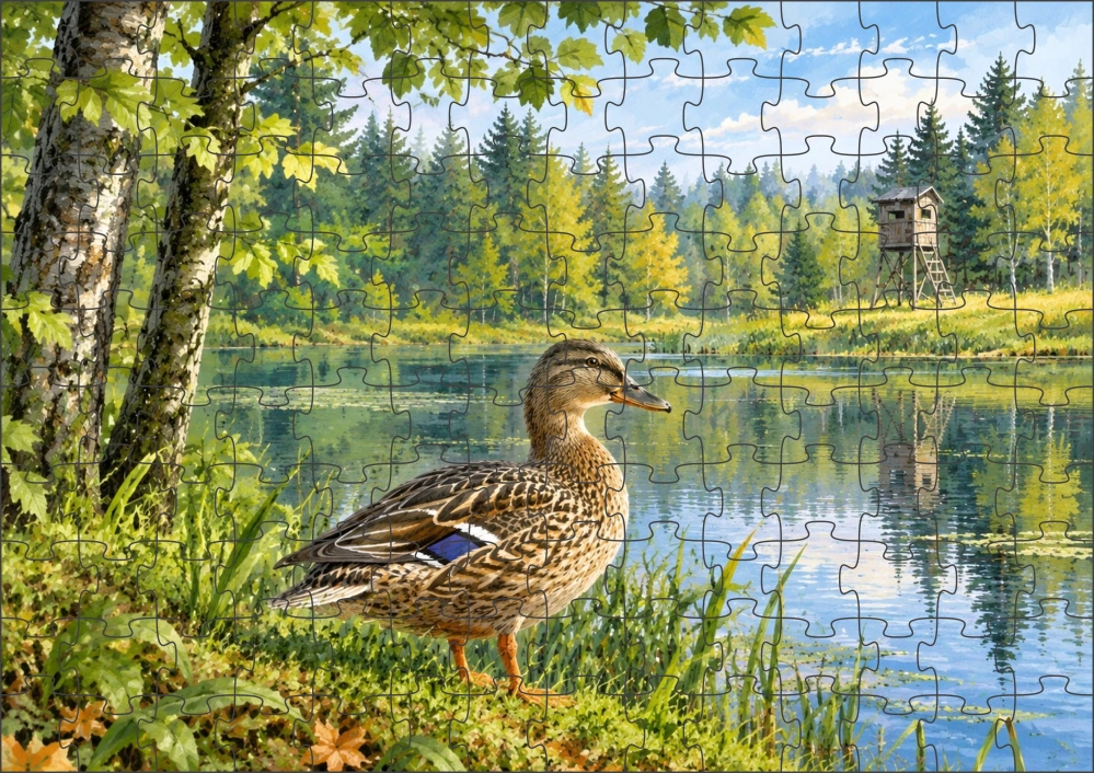 Moon River Lovu Zdar Kačena Puzzle pro myslivce 120 dílků