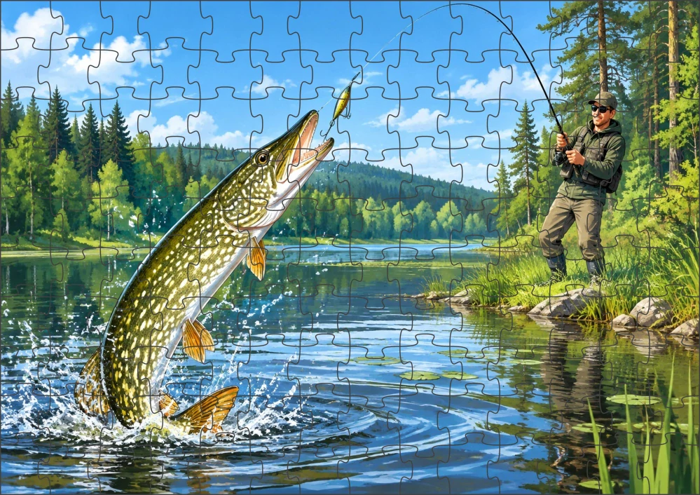 Moon River Petrův Zdar štika Puzzle pro rybáře 500 dílků