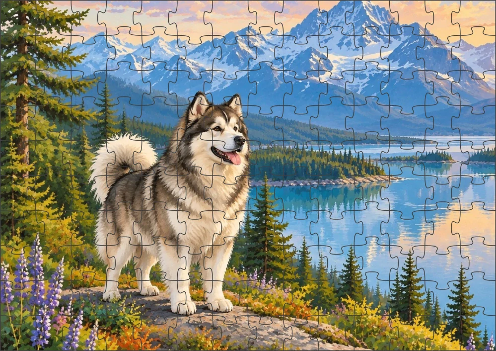 Moon River Aljašský Malamut Puzzle 300 dílků