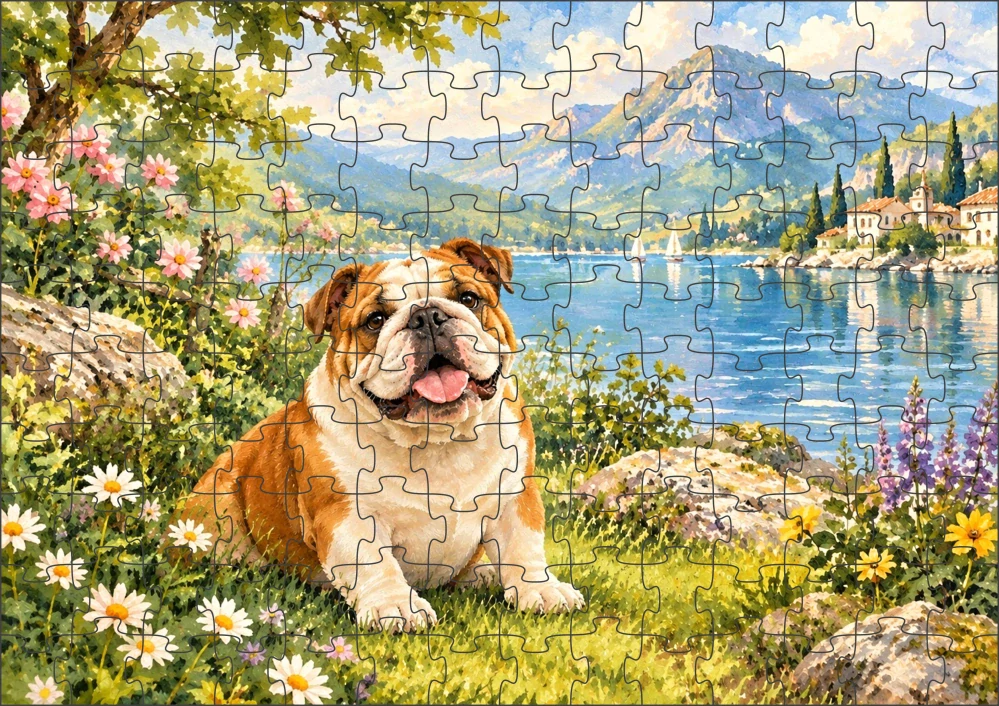 Moon River Anglický buldok Puzzle 500 dílků