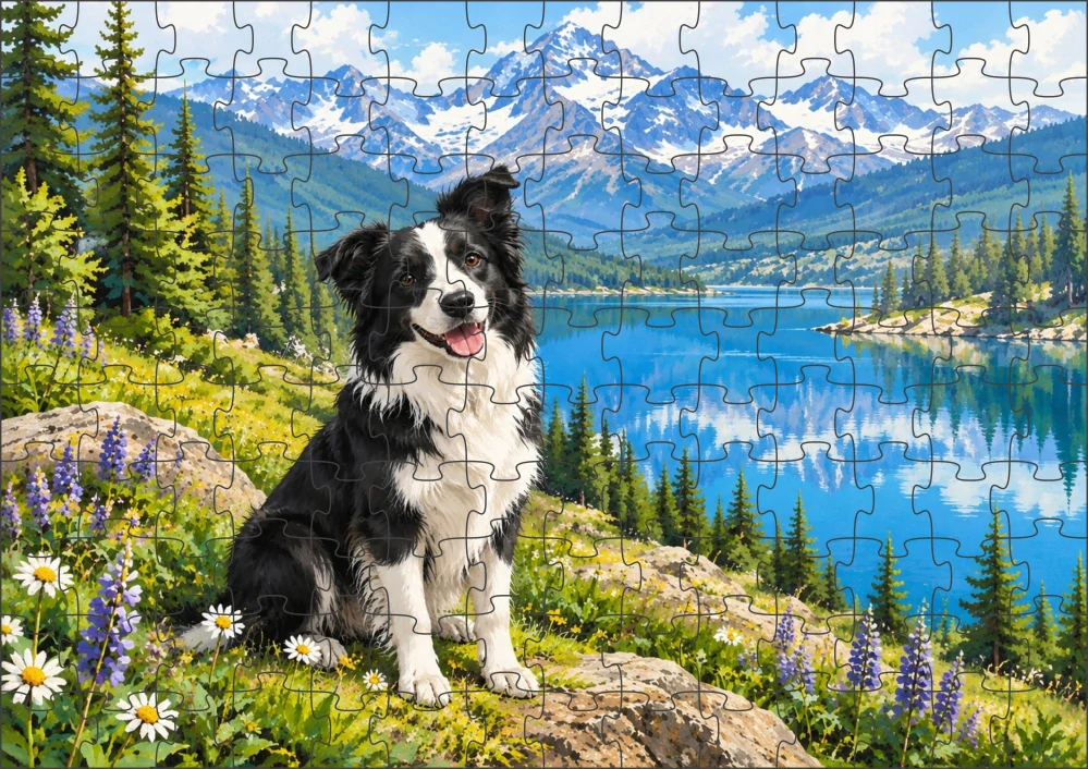 Moon River Border kolie Puzzle 300 dílků