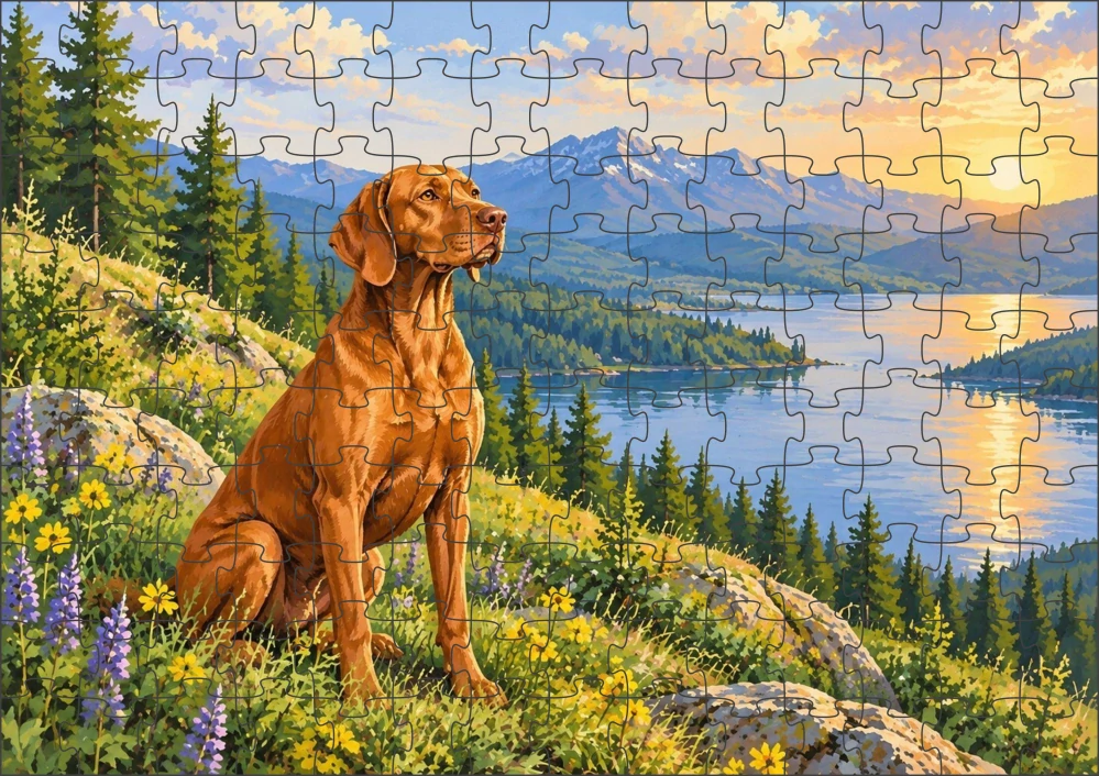 Moon River Maďarský ohař krátkosrstý Puzzle 120 dílků