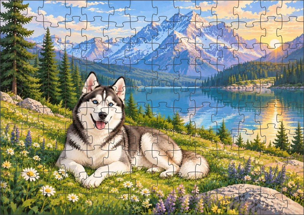 Moon River Sibiřský husky Puzzle 500 dílků