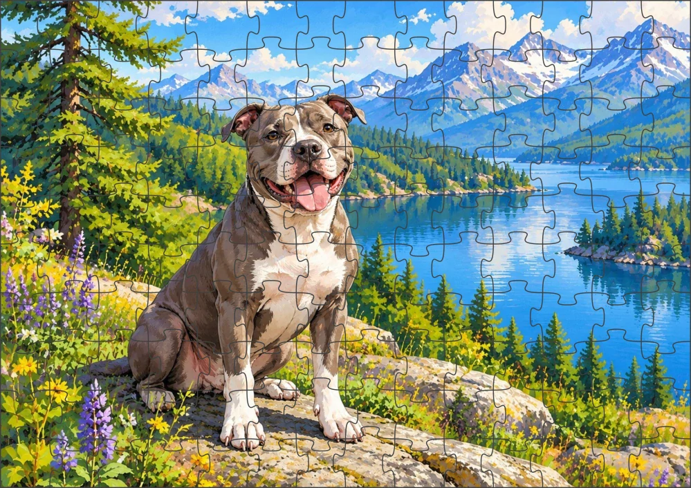 Moon River Americký pitbulteriér Puzzle 120 dílků