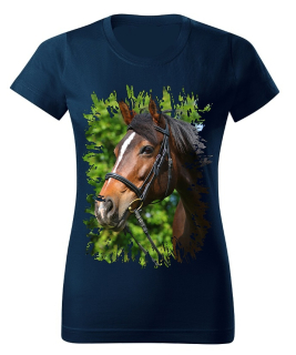 Moon River Dámské tričko s koněm č.01 Navy modré XS