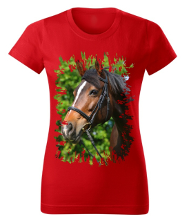 Moon River Dámské tričko s koněm č.01 Červené L
