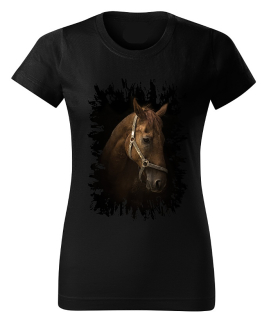 Moon River Dámské tričko s koněm č.02 Černé S