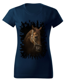 Moon River Dámské tričko s koněm č.02 Navy modré M