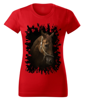 Moon River Dámské tričko s koněm č.02 Červené XL