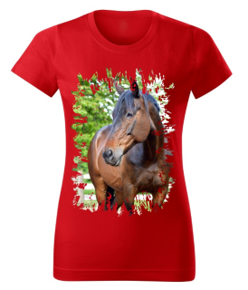 Moon River Dámské tričko s koněm č.04  Červené M