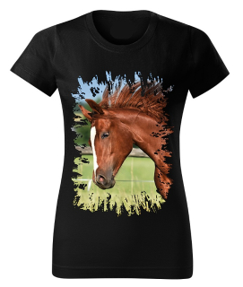 Moon River Dámské tričko s koněm č.05  Černé XS