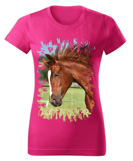 Moon River Dámské tričko s koněm č.05  Purpurové S