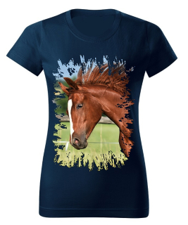 Moon River Dámské tričko s koněm č.05  Navy modré XL