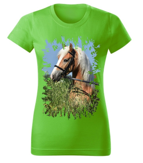 Moon River Dámské tričko s koněm č.06  Zelené XXL