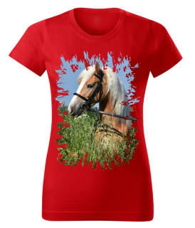Moon River Dámské tričko s koněm č.06  Červené 3XL