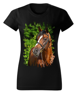 Moon River Dámské tričko s koněm č.07  Černé S