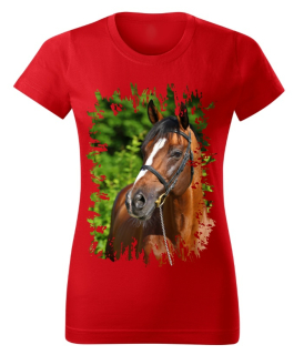 Moon River Dámské tričko s koněm č.07  Červené S