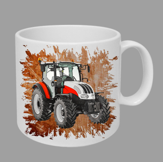 Moon River Steyr 4095 hrnek s traktorem oranžový obsah 330 ml