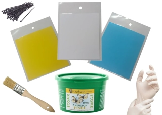 Fytofarm Chemstop Ecofix lep 500 ml proti škůdcům a lepové desky ve třech barvách set na výrobu lepových desek 