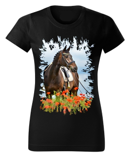 Moon River Dámské tričko s koněm č.08 Černé M