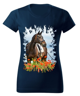 Moon River Dámské tričko s koněm č.08 Navy modré M
