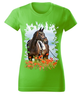 Moon River Dámské tričko s koněm č.08 Zelené M