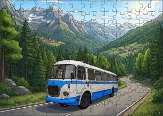 Moon River ŠKODA RTO 706 Puzzle s autobusem 500 dílků