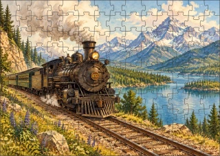 Moon River parní lokomotiva Puzzle 120 dílků