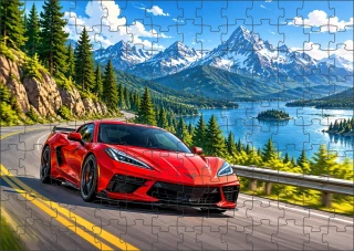 Moon River Corvette sportovní auto puzzle 120 dílků