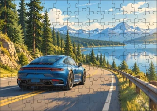 Moon River Porsche sportovní auto puzzle 120 dílků