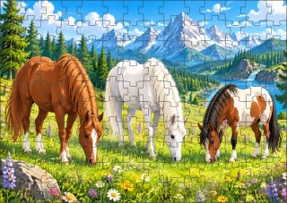 Moon River Koně na louce Puzzle 500 dílků