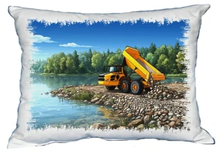 Moon River VOLVO práce u rybníka polštářek 30 x 40 cm