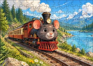 Moon River Parní lokomotiva potkan Puzzle 120 dílků