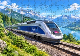 Moon River Lokomotiva TGV u jezera Puzzle 300 dílků