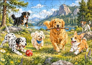 Moon River Pejskové na louce puzzle 120 dílků