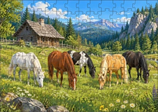 Moon River Koně na pastvině puzzle 120 dílků
