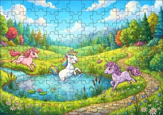 Moon River Tři jednorožci puzzle 120 dílků
