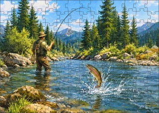 Moon River Petrův Zdar pstruh Puzzle pro rybáře 120 dílků