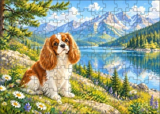 Moon River Kavalír king Charles španěl Puzzle 120 dílků