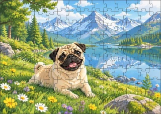 Moon River Mops Puzzle 120 dílků