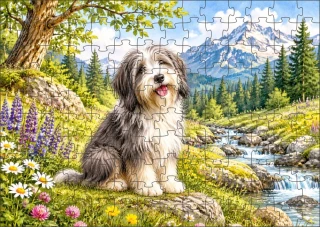 Moon River Bearded kolie Puzzle 120 dílků