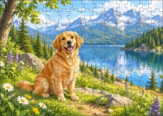 Moon River Zlatý retrívr Puzzle 120 dílků