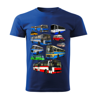 Pánské  tričko s autobusem modré 