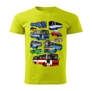 Pánské  tričko s autobusem limetkové 