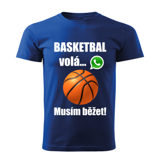 Pánské tričko Basketbal volá musím běžet modré 